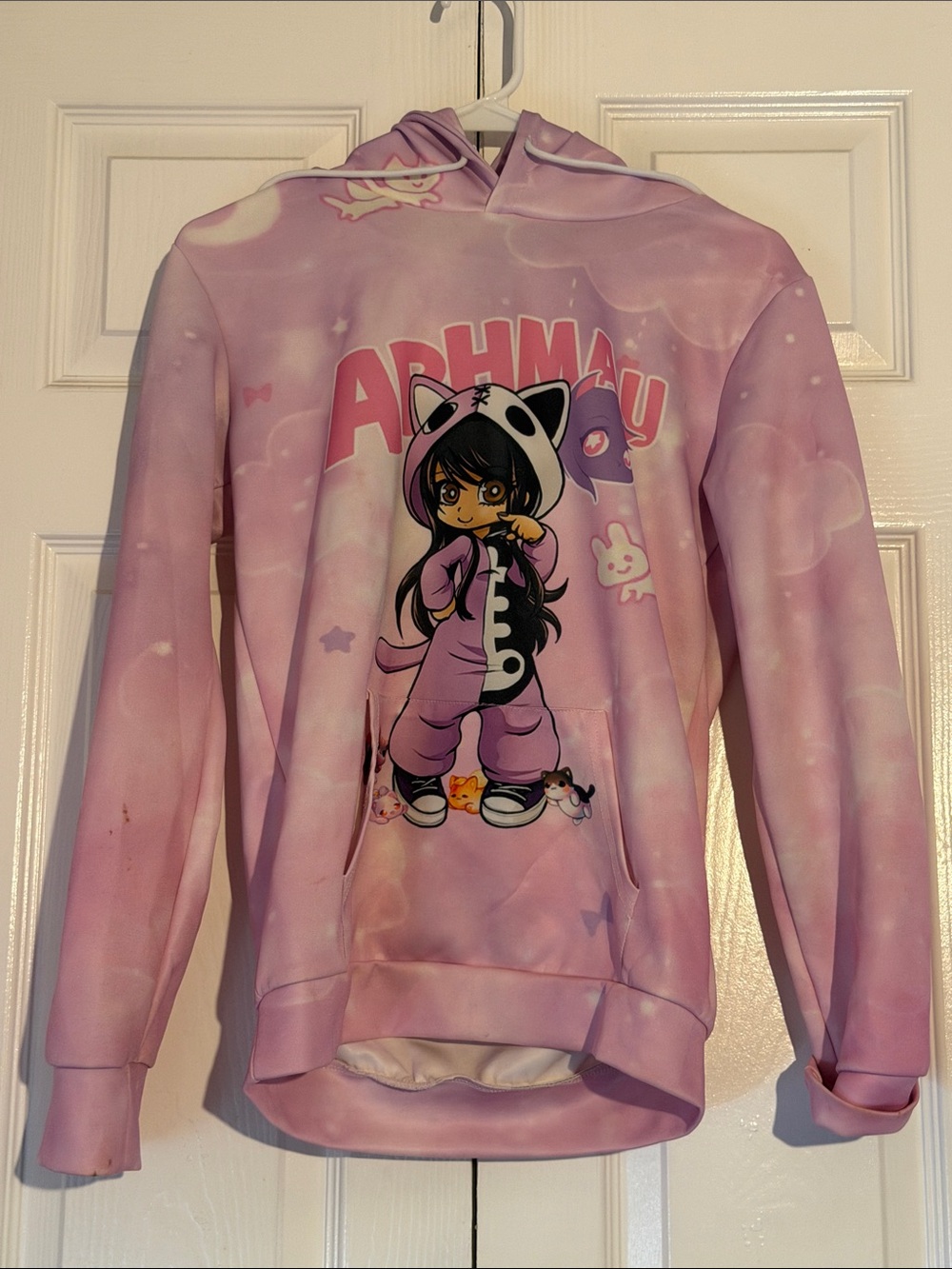 Anime Girl Pink Hoodie with Kigurumi Graphic